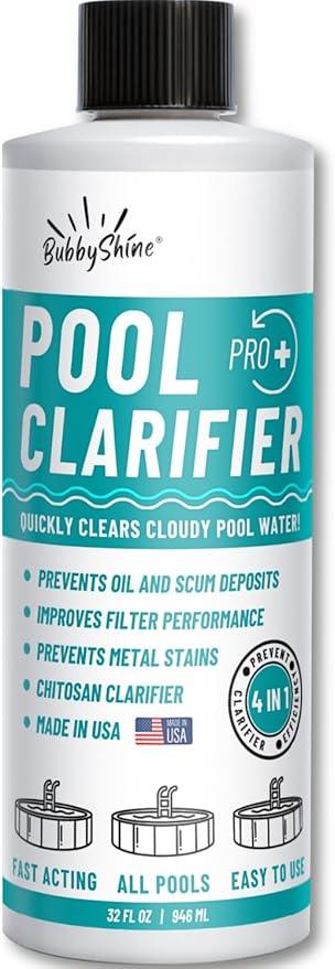 Pool Clarifier - Natural Chitosan Clarifier, Swimming Pool Cleaner Liquid, Cloudy Pool Water Treatment, Pool Chemicals for Inground Pools & Above Ground Pools, 32oz - NeatNest