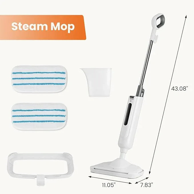 Sweetcrispy Steam Mop for Floor Cleaning,Lightweight Floor Steamer Cleaner for Hardwood/Tile/Laminate Floors Carpet, 2 Washable Pad,White and Grey - NeatNest