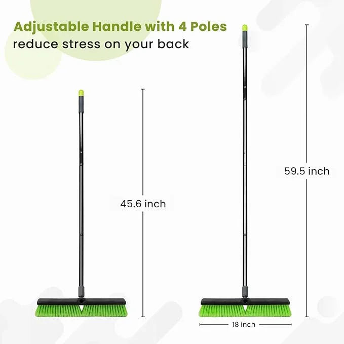 18” Indoor Shop and Garage Push Boom with Soft Bristles, Heavy Duty Brush Broom with 59” Long Handle for Commercial & Residental Floor Cleaning Sweeping - NeatNest