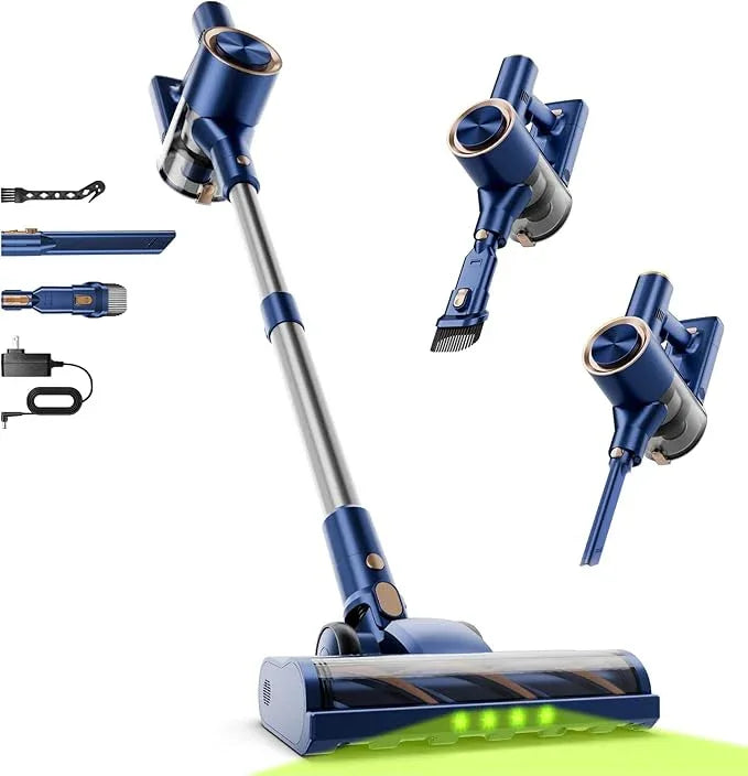 Cordless Stick Vacuum Cleaner - 45KPA Powerful Suction Vacuum with 45 Min Runtime, Detachable Battery, Anti-Tangle & 1.5L Dust Cup, 8 in 1 Vacuum Cleaner for Pet Hair, Carpet, HardFloor, Blue - NeatNest