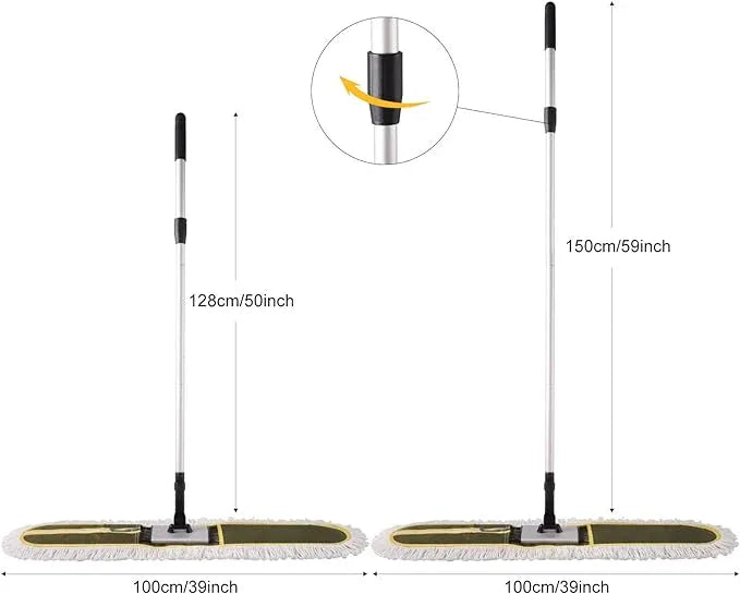 36" Commercial Dust Mops for Floor Cleaning Heavy Duty Floor Duster Mop with Long Handle Hotel Gym Household Cleaning Supplies for Hardwood, Tiles, Marble Floors,Green - NeatNest