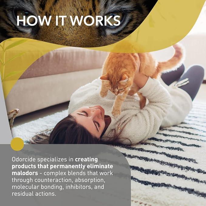Odorcide Cat Attack Concentrate - Cat Urine Remover for Carpet & Upholstery - Litter Box Odor Eliminator - NeatNest