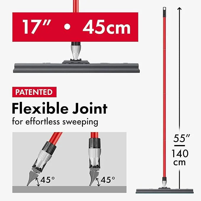Heavy Duty Floor Squeegee for Concrete and Tile Floor - Silicone Squeegee Broom Floor Scrubber - Large Single Cast Rubber Blade Aluminum Long Handle 360° Swivel Joint - Garage Shower Window Cleaning - NeatNest