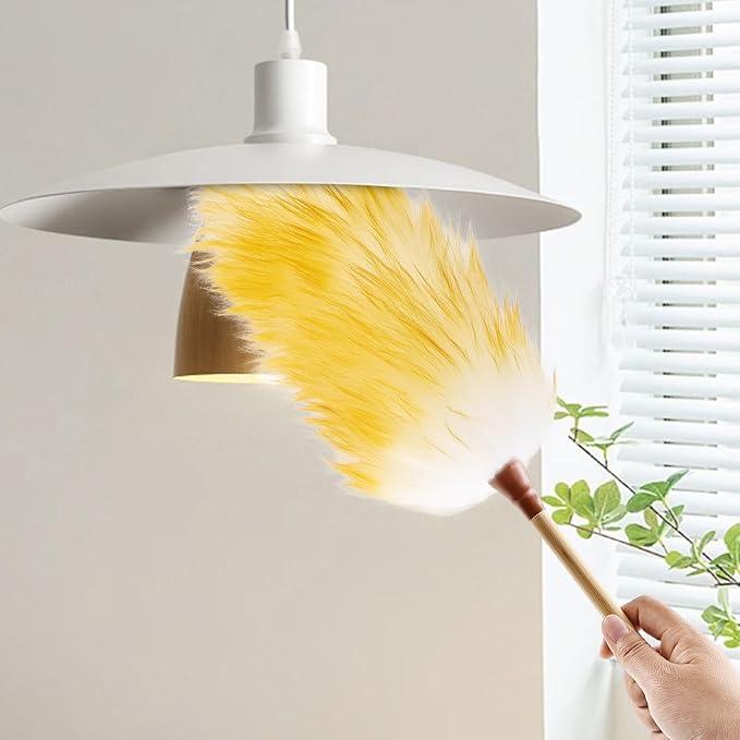 Natural Lambswool Duster 20 Inch Handheld with Wooden Handle Duster Dusting Tool for Blinds Electronics Furniture Delicate Surfaces (2Pcs) - NeatNest