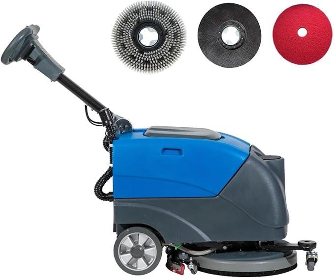 Floor Scrubber Machine with 15'' Brush, Foldable Walk Behind Hand Push Floor Scrubber Machine, good for office/restaurant(EM-25 Blue) - NeatNest