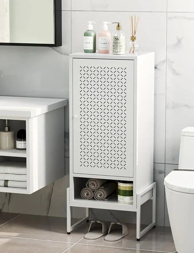 LEYNOT Metal Storage Cabinet with Adjustable Shelves, 42.52" H Freestanding Organizer for Pantry, Kitchen, Bathroom & Laundry Room, Strong & Rust-Resistant, Easy Assembly (White) - NeatNest