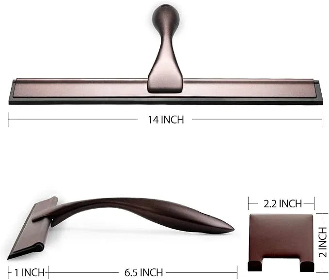 Hiware All-Purpose Shower Squeegee for Shower Doors, Bathroom, Window and Car Glass - Bronze, Stainless Steel, 14 Inches - NeatNest