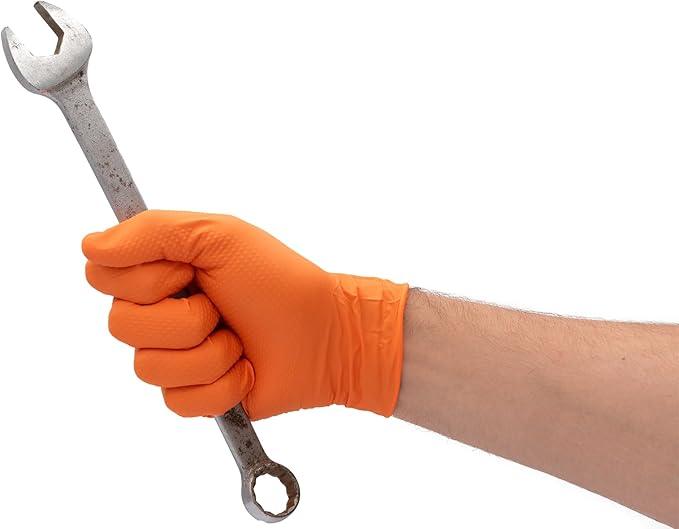 DENCO DISTRIBUTING, INC. Griptensity Orange Diamond Texture Nitrile Gloves - 8MIL - Industrial - Hi-Vis - 1000 Per Case - NeatNest