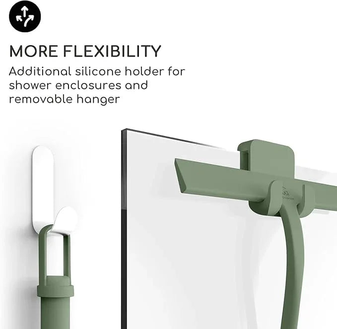 GÜTEWERK Shower Squeegee for Glass Doors, Silicone Window Squeegee, Bathroom and Glass Cleaning - Green - 9 Inch - NeatNest