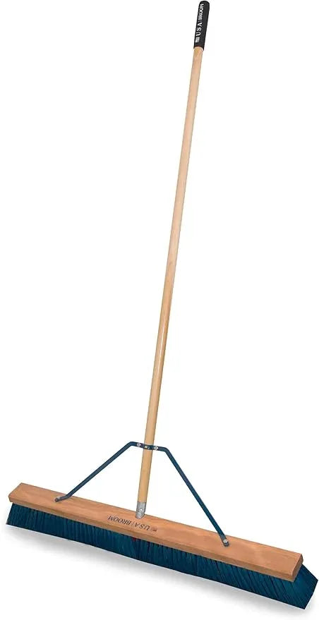 36" Heavy Duty Outdoor Push Broom with 60" Handle. Ideal for Ashpalt, Concrete & Heavy Debris. Durable American Made Steel Brackets-Stainless Steel Hardware. No Plastic. 100% Made in The USA. - NeatNest