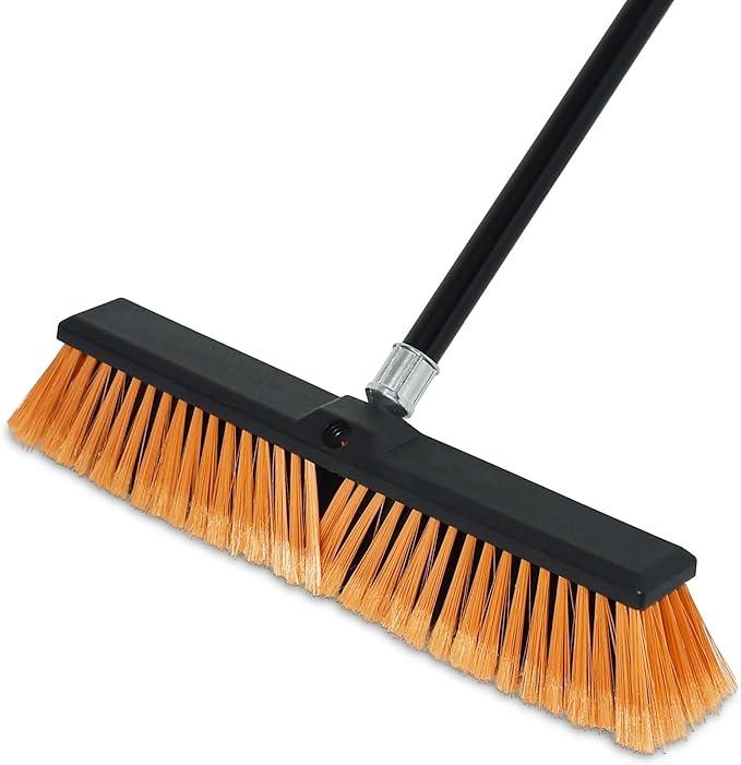 PBHEPJ 18 Inchs Push Broom Outdoor Heavy Duty, Shop Broom with 60" Long Bandle for Cleaning Outdoor or Indoor Tile, Garage, Shop, Deck, Concrete, Wood, Stone, Patio Floor - NeatNest
