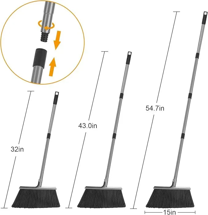 KeFanta 4 Packs Outdoor Broom Heavy Duty with 55" Long Handle, Commercial Brooms for Sweeping Indoor Courtyard Restaurant Garage Patio Decks Mall Market Kitchen Office Lobby Shop - NeatNest