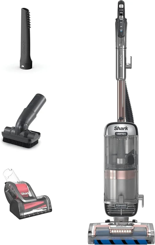 Shark AZ2002 Vertex Powered Lift-Away Upright Vacuum with DuoClean PowerFins, Self-Cleaning Brushroll, Large Dust Cup, Pet Crevice Tool, Dusting Brush & Power Brush, Silver/Rose Gold - NeatNest