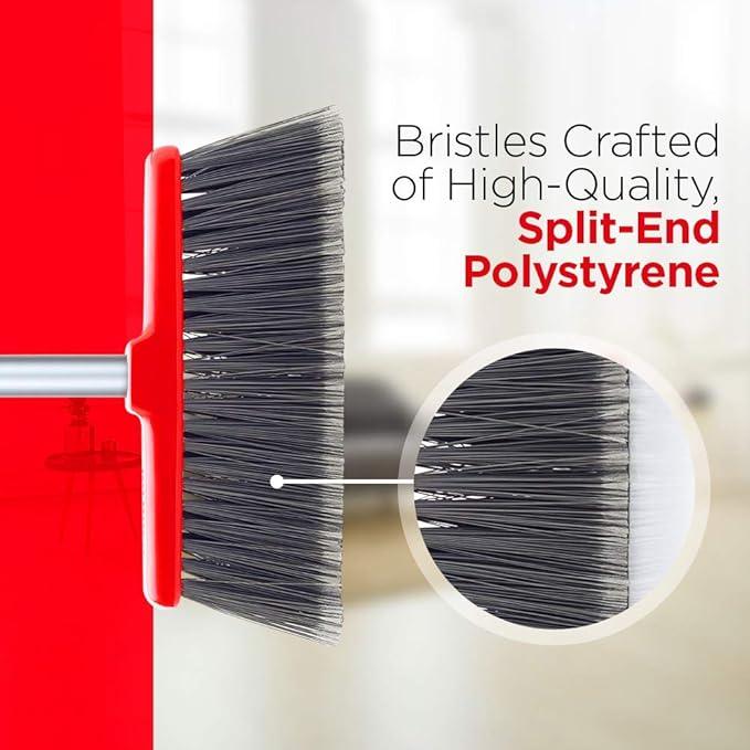 Fuller Brush Adjustable Kitchen Broom – 10" Wide Broom Head with Split-End Bristles and Steel Handle (29"–52") for Sweeping Fine Dust and Crumbs – Red (Fiesta Broom Complete) - NeatNest