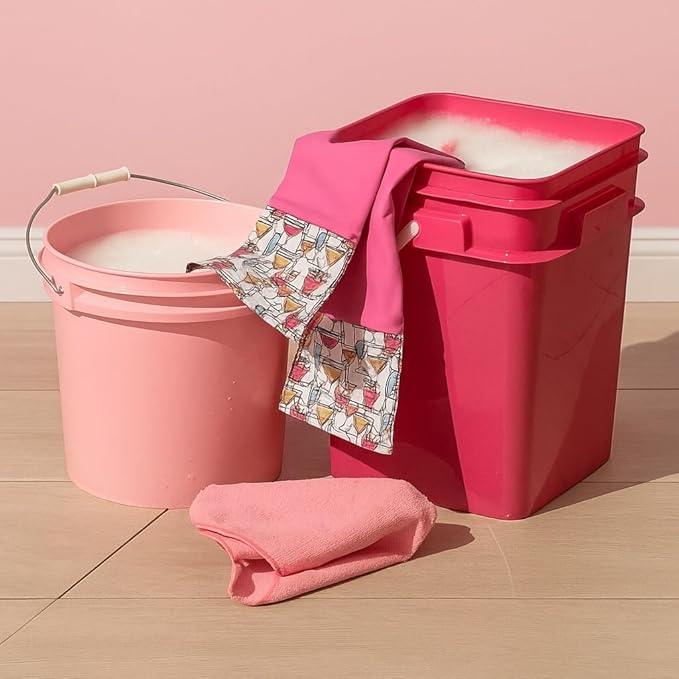 House Naturals 4 Gallon Square Food Grade Bucket Pail with Plastic Handles and Lid (Pack of 3) Made in USA containers (Magenta - White lids) - NeatNest