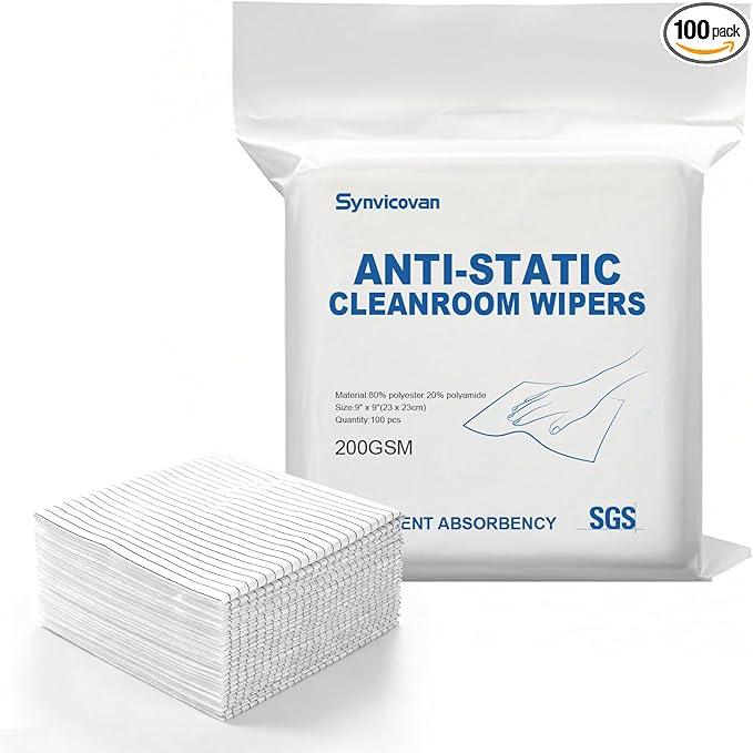 Anti-Static Microfiber Wipes 9"x9"(100 Pcs,Class 100, 200GSM) Lint Free Cloths Reusable Special ESD protection design is suitable for protecting sensitive electronic components and tools - NeatNest