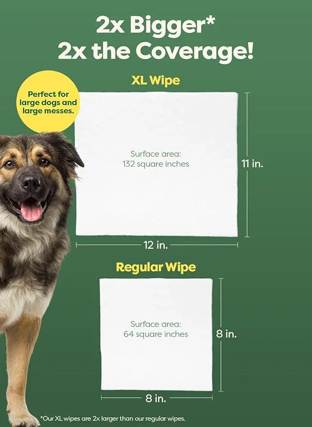 Earth Rated XL Pet Wipes for Dogs & Cats, 3-in-1 Unscented Hypoallergenic Cleaning, Deodorizing and Hydrating Extra Large Grooming for Body, Paws and Butt, Unscented, 60 Count - NeatNest