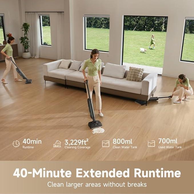 MOVA M10 Cordless Wet Dry Vacuum Cleaner 180° Lie-Flat Smart Vacuum Mop All in One for Hard Floor, 167°F Flashdry Self-Cleaning, Zero inch Dual-Edge Cleaning, 18000Pa Suction, Zero-Tangle for Pet Hair - NeatNest