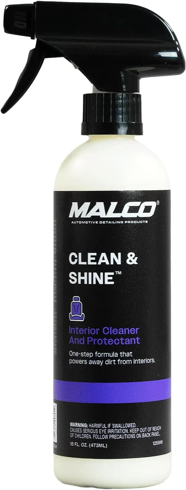 Malco Clean & Shine Interior Car Cleaner and Dressing – Restore Leather, Plastic and Vinyl Surfaces in Your Vehicle/Clean, Condition and Protect in 1 Simple Step / 16 oz. (125916) - NeatNest
