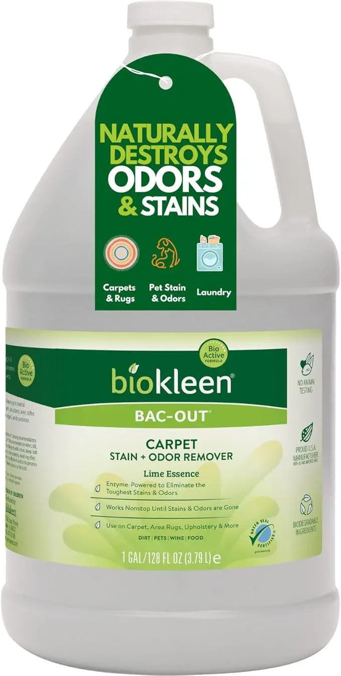 Biokleen Bac-Out Enzyme Stain & Odor Remover - 128 Ounces - Destroys Stains & Odors Safely, for Pet Stains, Laundry, Diapers, Wine, Carpets, & More, Eco-Friendly, Non-Toxic - NeatNest