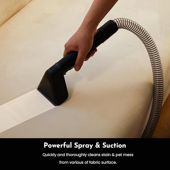 Cutewolf Portable Carpet and Upholstery Cleaner, Powerful Suction Carpet Cleaner with Dual Brush Heads, Deep Stain, Spot & Odor Remover for Carpets, Area Rugs, Couches, Auto Interior (Black) - NeatNest