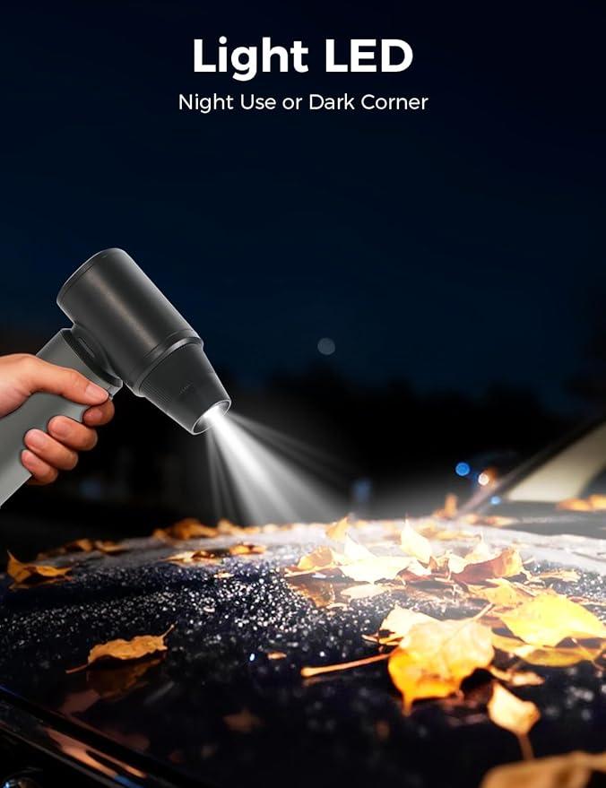 Compressed Air Duster-180000RPM Electric Air Duster Rechargeable Brushless Motor, Stepless Speed/3-Gear Adjustable Mini Blower Cordless with LED Light, Dust Blower for Computer, House, Outdoor, Car - NeatNest