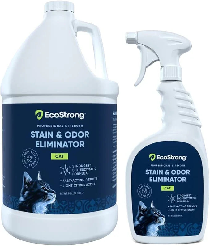 Eco Strong Cat Stain and Odor Remover| Enzyme Urine Odor Neutralizer - Stain Remover for Carpet, Litter Boxes, Bedding, and Laundry [160 Fl Oz Bundle] - NeatNest