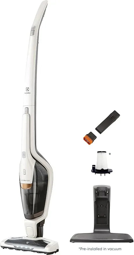 Electrolux Ergorapido Cordless 2-in-1 Vacuum Cleaner with High Suction Power and 180° EasySteer Mobility, 48-Minute Run Time, 2 Power Modes, Satin White - NeatNest