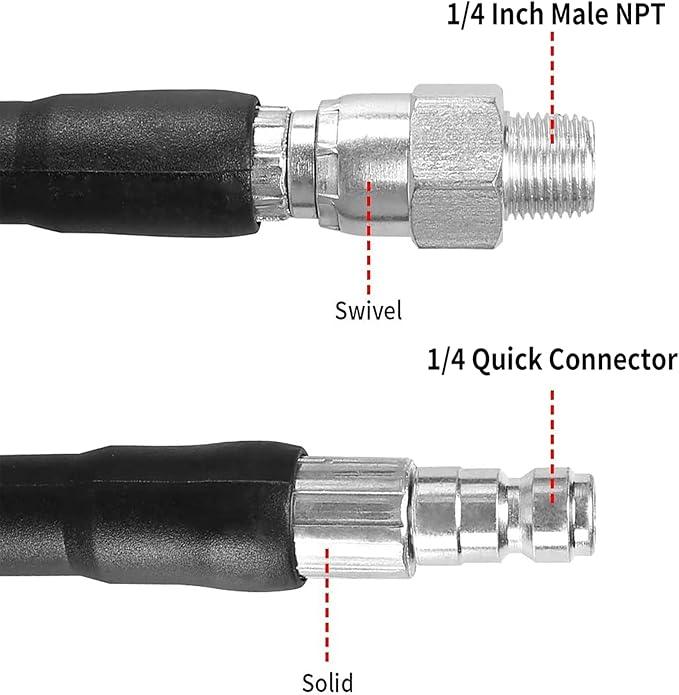 Pressure Washer Sewer Jetter Kit, 50 FT Hydro Drain Jetter Cleaner Hose, Button Nozzle and Rotating Sewer Jetting Nozzle, Orifice 4.0, 4.5, 1/4 inch NPT, 3000 PSI - NeatNest
