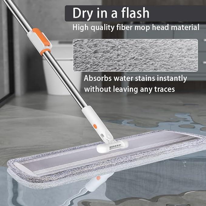 32-Inch Microfiber Flat Mop for Floor Cleaning - Commercial Wide Mop with 360° Rotation, Stainless Steel Handle & 4 Reusable Washable Pads - for Hardwood, Laminate, Tile, Dust and Wet Mopping - NeatNest