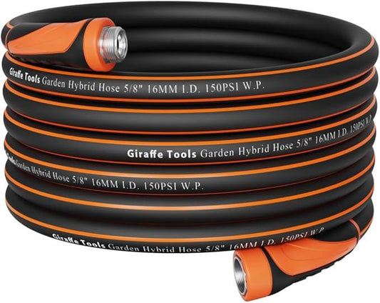 Giraffe Tools Garden Hose 75ft x 5/8", Water Hose Heavy Duty, Flexible, Lightweight Hybrid Hose with Swivel Handle, Male to Female Fittings, Burst 600 PSI - NeatNest