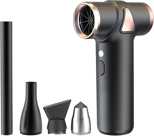 muilsae 4-in-1 Mini Air Duster, Electric Dust Cleaner Pocket Size, Rechargeable Cordless Aluminum Dust Blower for Computer Keyboard Air Bed Car Emergency