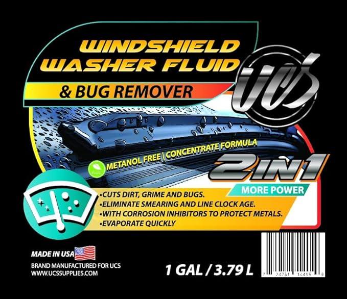 UCS 2-in-1 Windshield Washer Fluid 1 Gallon – Ready to Use, Streak-Free Formula, All-Weather Cleaning Power, Removes Bugs, Dirt & Road Grime – Premium Windshield Cleaner (128 fl oz) - NeatNest