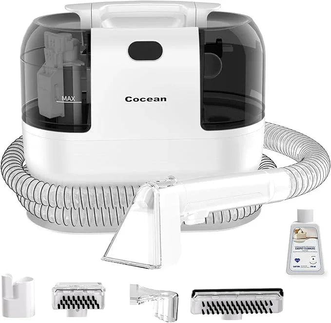 COCEAN Multi-Purpose Portable Upholstery and Carpet & Area Rug Cleaner with Shampooer, Car Interiors Machine Powerful Suction Spot and 260ML Deep Stain Cleaning Shampooer for Pets, 4 Cleaning Tools - NeatNest
