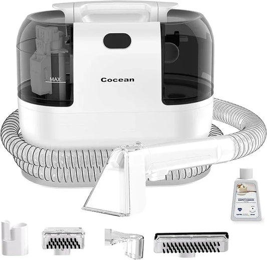 COCEAN Multi-Purpose Portable Upholstery and Carpet & Area Rug Cleaner with Shampooer, Car Interiors Machine Powerful Suction Spot and 260ML Deep Stain Cleaning Shampooer for Pets, 4 Cleaning Tools - NeatNest