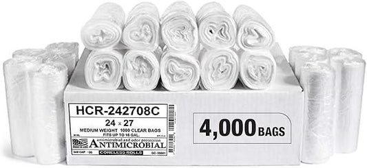 Aluf Plastics High Density Trash Bags, 12 Gallon, 4000 Count, 8 Micron (eq), 24" x 27", Clear, for Bathroom, Office, Industrial, Commercial, Janitorial, Municipal, Recycling - NeatNest