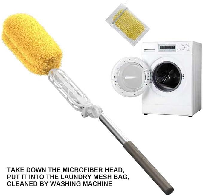 Long Handle Duster with 2 Replacement Heads, Washable Cleaning Duster Kit with Laundry Mesh Bag, Cobweb Duster, Extendable Dusting Tool for Home and Office - NeatNest