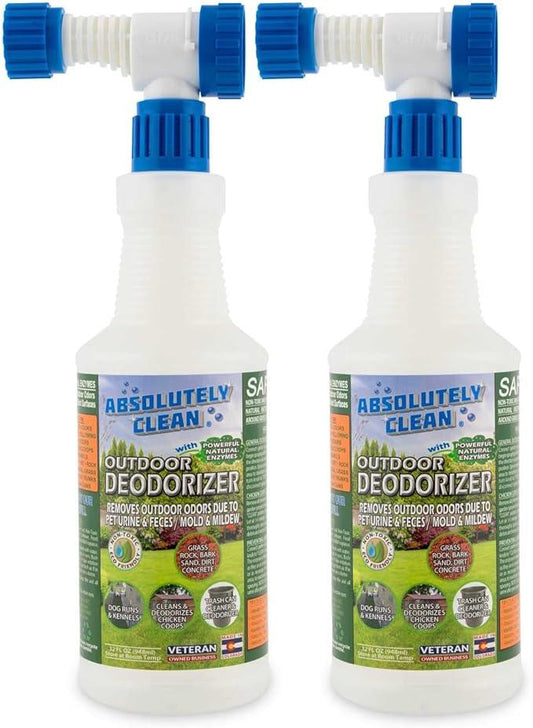 Amazing Outdoor Deodorizer odor eliminator Natural Enzyme Just Spray & Walk Away Grass, AstroTurf, Dog Runs, Patios, Decks, Fences & More Vet Approved - 32oz 2pk odor eliminator for strong odor - NeatNest