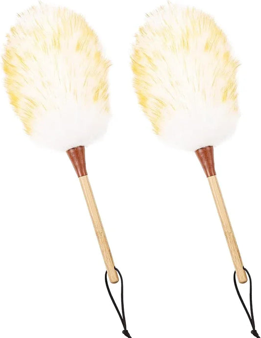 Natural Lambswool Duster 16 Inch Handheld with Wooden Handle Duster Dusting Tool for Blinds Electronics Furniture Delicate Surfaces (2Pcs) - NeatNest