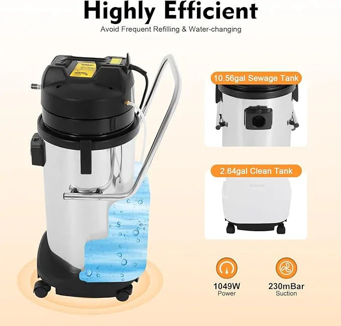 Commercial Carpet Cleaner, 40L Professional Carpet Cleaners Machine with 6 Suction Tools, 1049W Wet Dry Extractor Vacuum Washing Machine for Sofas, Curtains - NeatNest