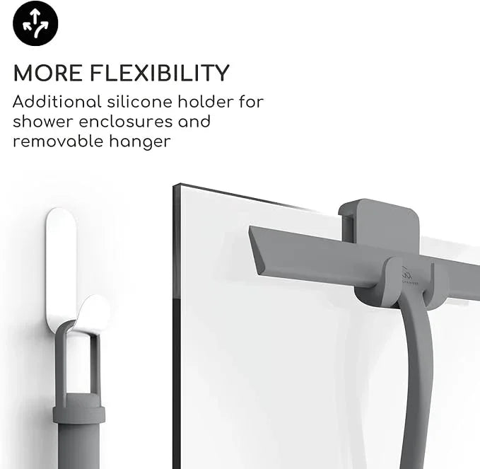 GÜTEWERK Shower Squeegee for Glass Doors, Silicone Window Squeegee, Bathroom and Glass Cleaning - Gray - 9 Inch - NeatNest