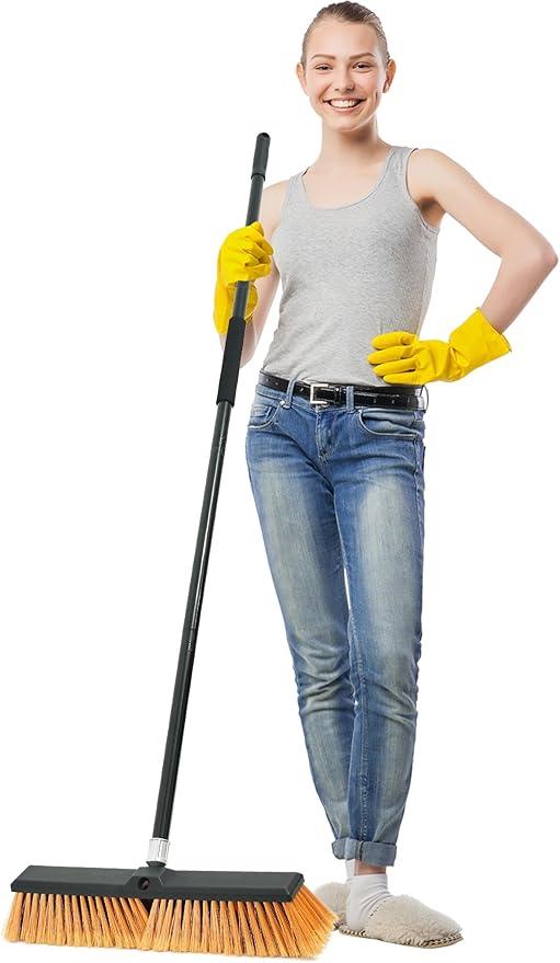 PBHEPJ 18 Inchs Push Broom Outdoor Heavy Duty, Shop Broom with 60" Long Bandle for Cleaning Outdoor or Indoor Tile, Garage, Shop, Deck, Concrete, Wood, Stone, Patio Floor - NeatNest