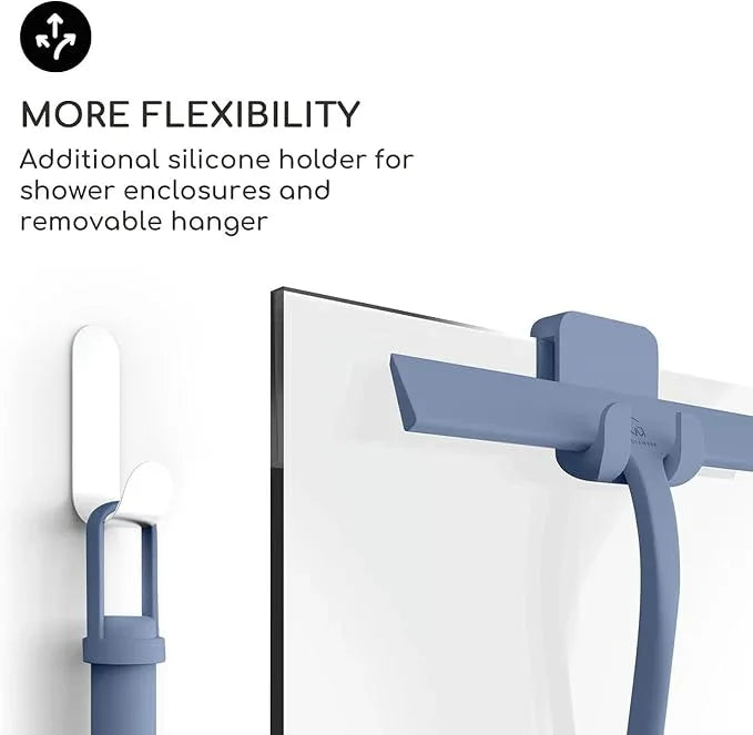 GÜTEWERK Shower Squeegee for Glass Doors, Silicone Window Squeegee, Bathroom and Glass Cleaning - Blue - 9 Inch - NeatNest