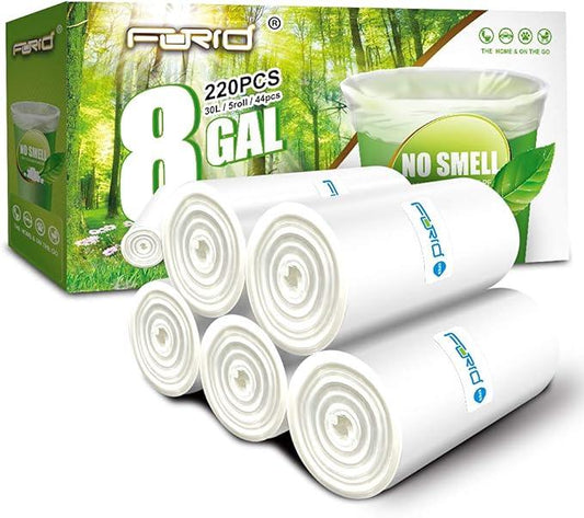 FORID Clear Medium Garbage Bags – 8 Gallon Plastic Trash Bags 30 Liter Wastebasket Bin Liners 220 Count for Bathroom Bedroom Office Trash Can - NeatNest