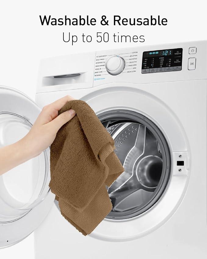 Fantasticlean Microfiber Cleaning Cloth Roll -30 Pack, Tear Away Microfiber Towels, 12" x 12", Reusable, Washable, Scratch Free, Ultra Absorbent Dishcloth for Car, Home Supplies, Pet, Kitchen (TAN) - NeatNest