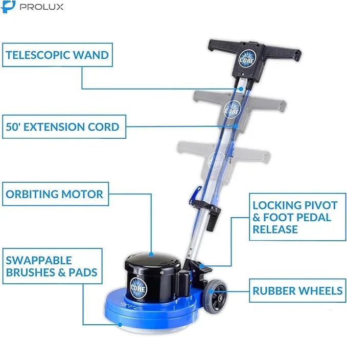 Prolux Core 13 inch Electric Floor Buffer Scrubber and Polisher Machine - All Floor Surfaces - NeatNest