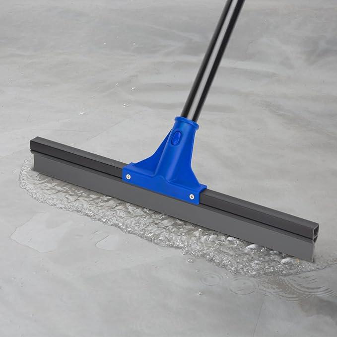 Floor Squeegee with Telescopic Long Handle 59'', Heavy Duty 18" Rubber Wiper Broom for Concrete, Bathroom Tile, Garage, Deck - NeatNest