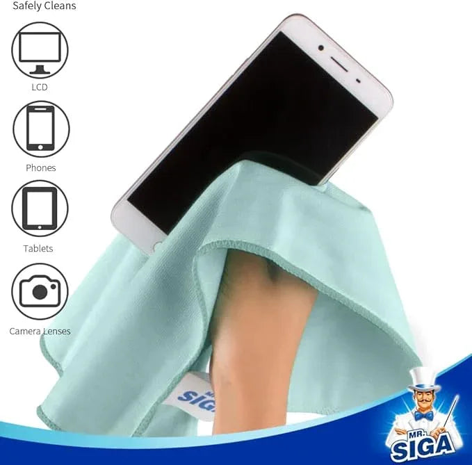 MR.SIGA Ultra Fine Microfiber Cloths for Glass, Pack of 12, 35 x 40cm 13.7" x 15.7" - NeatNest