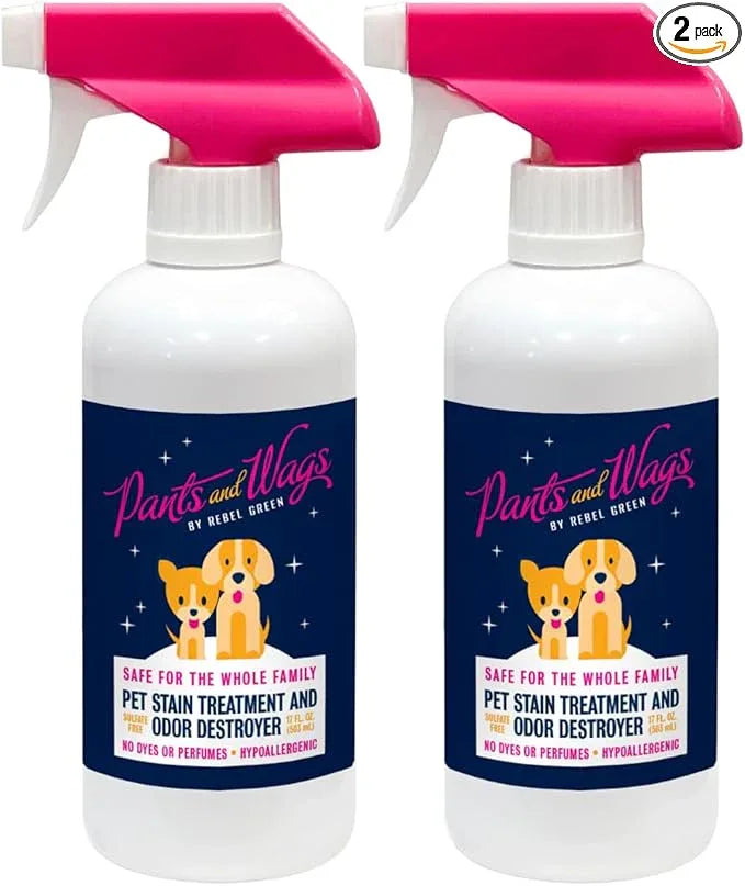 Rebel Green Pants and Wags Magical Pet Stain Treatment & Odor Destroyer - Orange Blossom & Chamomile - Hypoallergenic - No Dyes or Perfumes -16 oz - 2-Pack - NeatNest