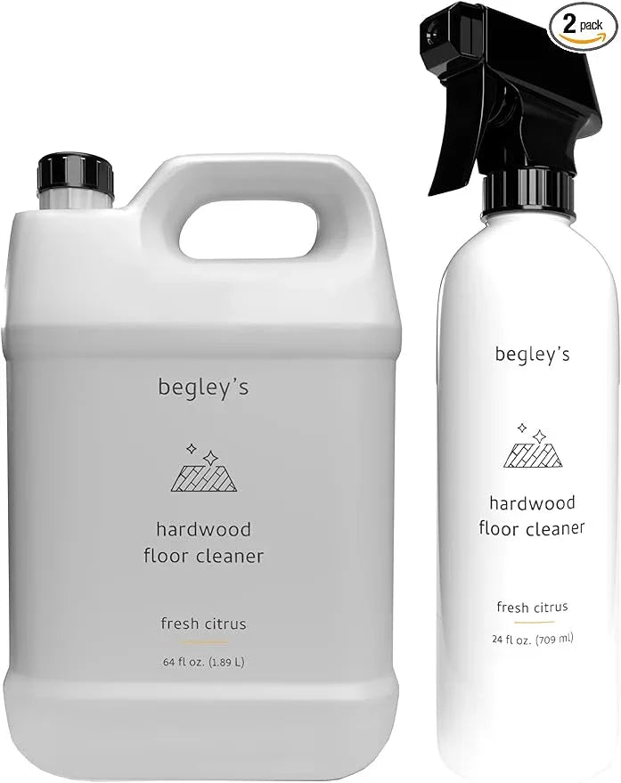 Begley's Hardwood Floor Cleaner Spray - Hard Wood Floor Cleaner for Mopping - Citrus Scent Hardwood Cleaner - 24oz & 64oz Refill Set - NeatNest